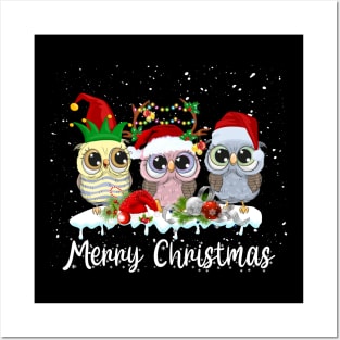 Cute Owl Merry Christmas Funny Owls Ugly Christmas Sweater T-Shirt Posters and Art